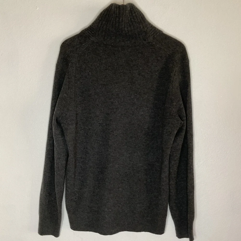 J. Crew 100% Lambswool Shawl Collar Pullover Sweater Dark Gray